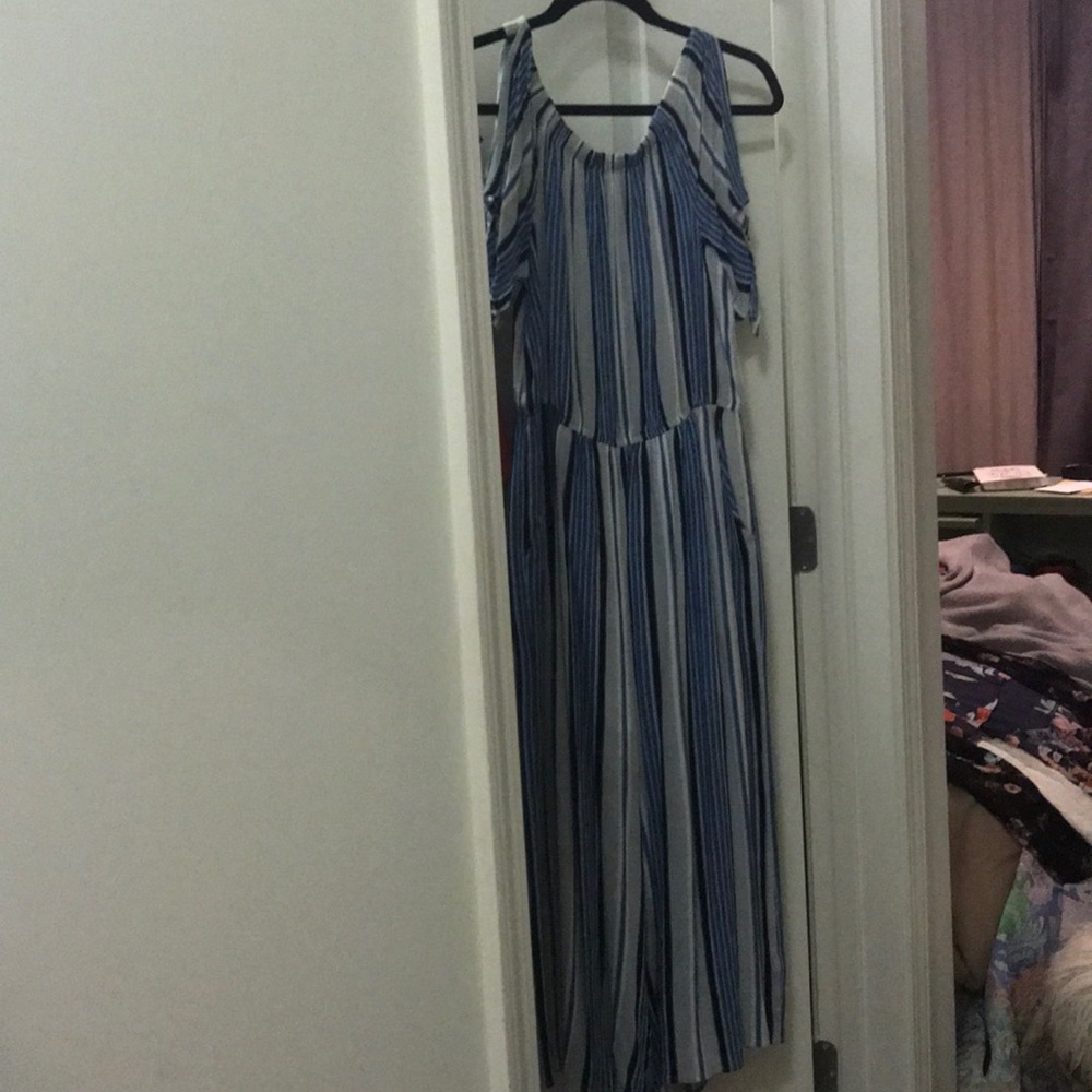 Blue and white jumpsuit